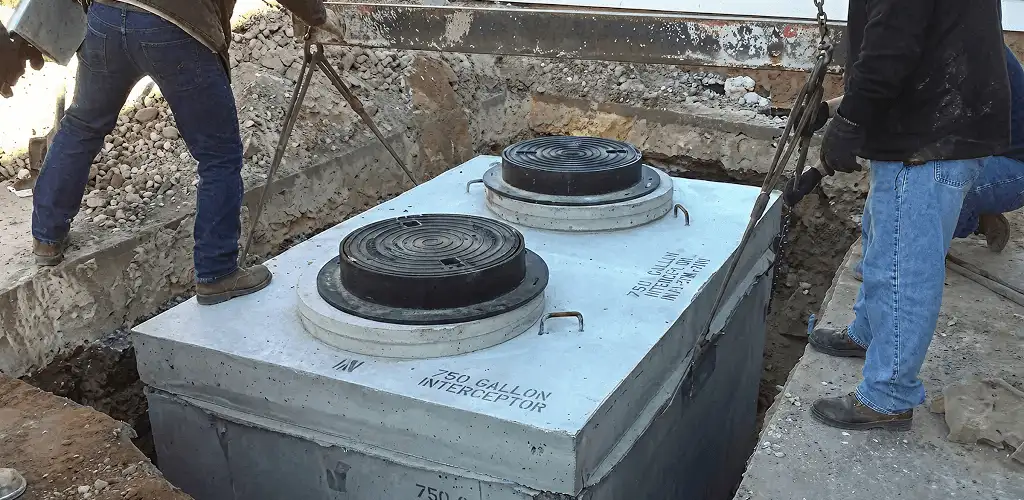 Grease trap installation for a commercial property drainage system in Denver, CO