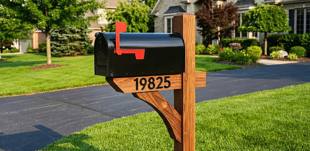 New mailbox installation with post and address number for a home in Denver, CO