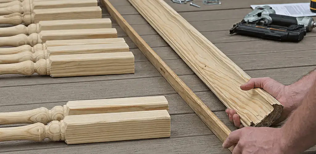 Handrail installation materials and wood components for stair rail work in Denver, CO
